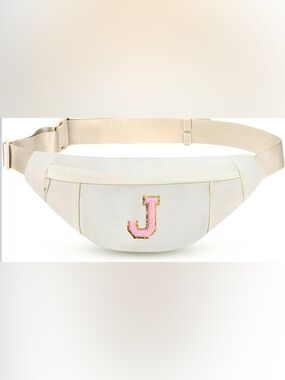 Amazon Cream Crossbody Fanny Pack with Pink 'J' Patch